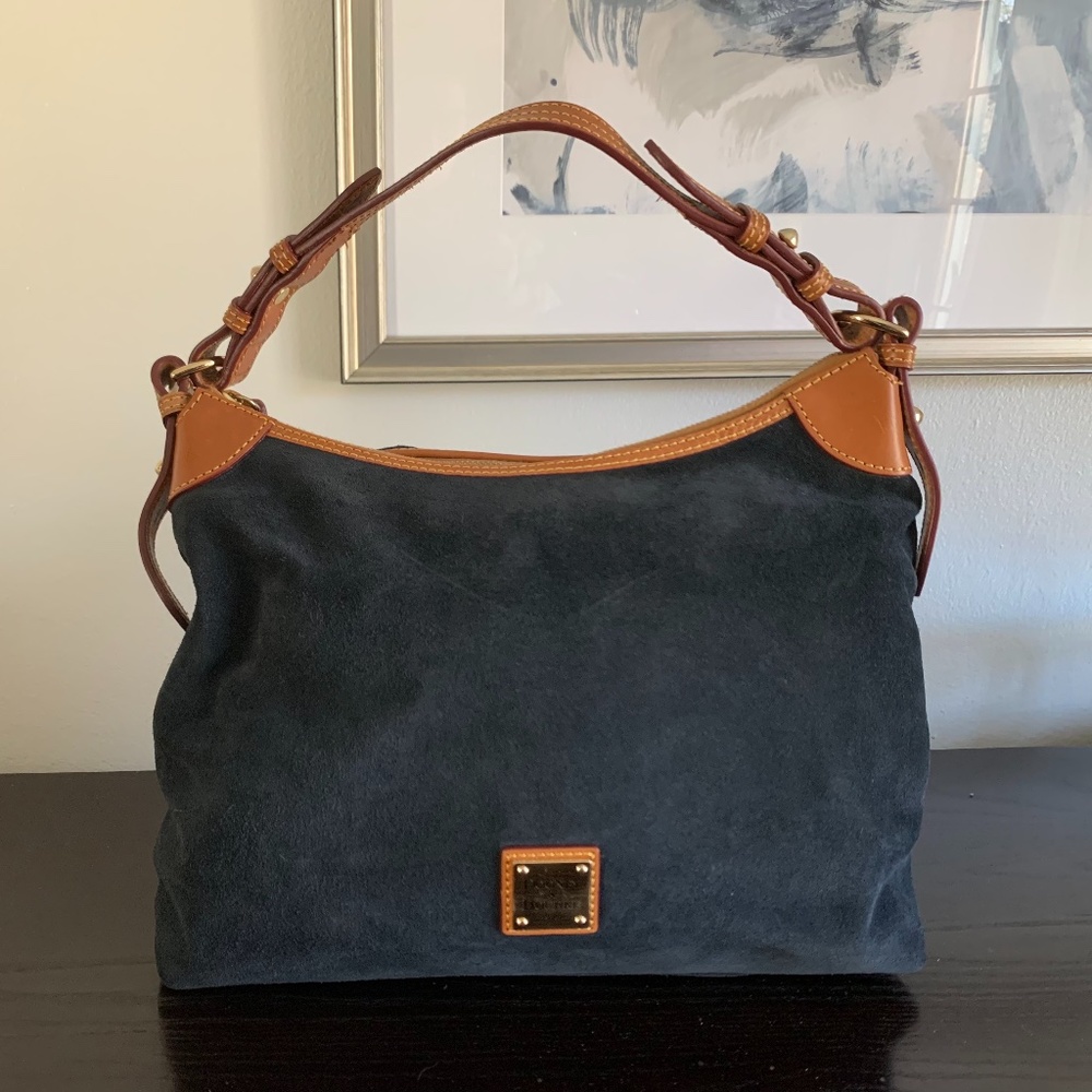 Navy Suede Hobo Bag